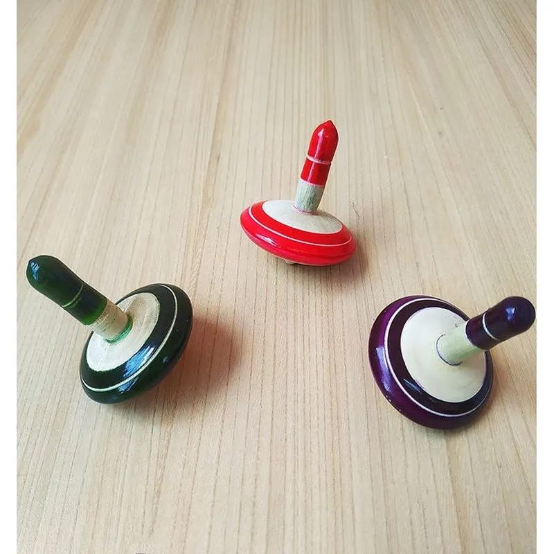 Wooden Spinning Tops - Set of 3 pcs